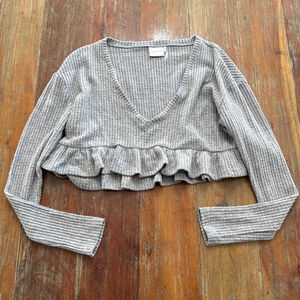 Out From Under UO Gray Waffle Knit Crop Top XS